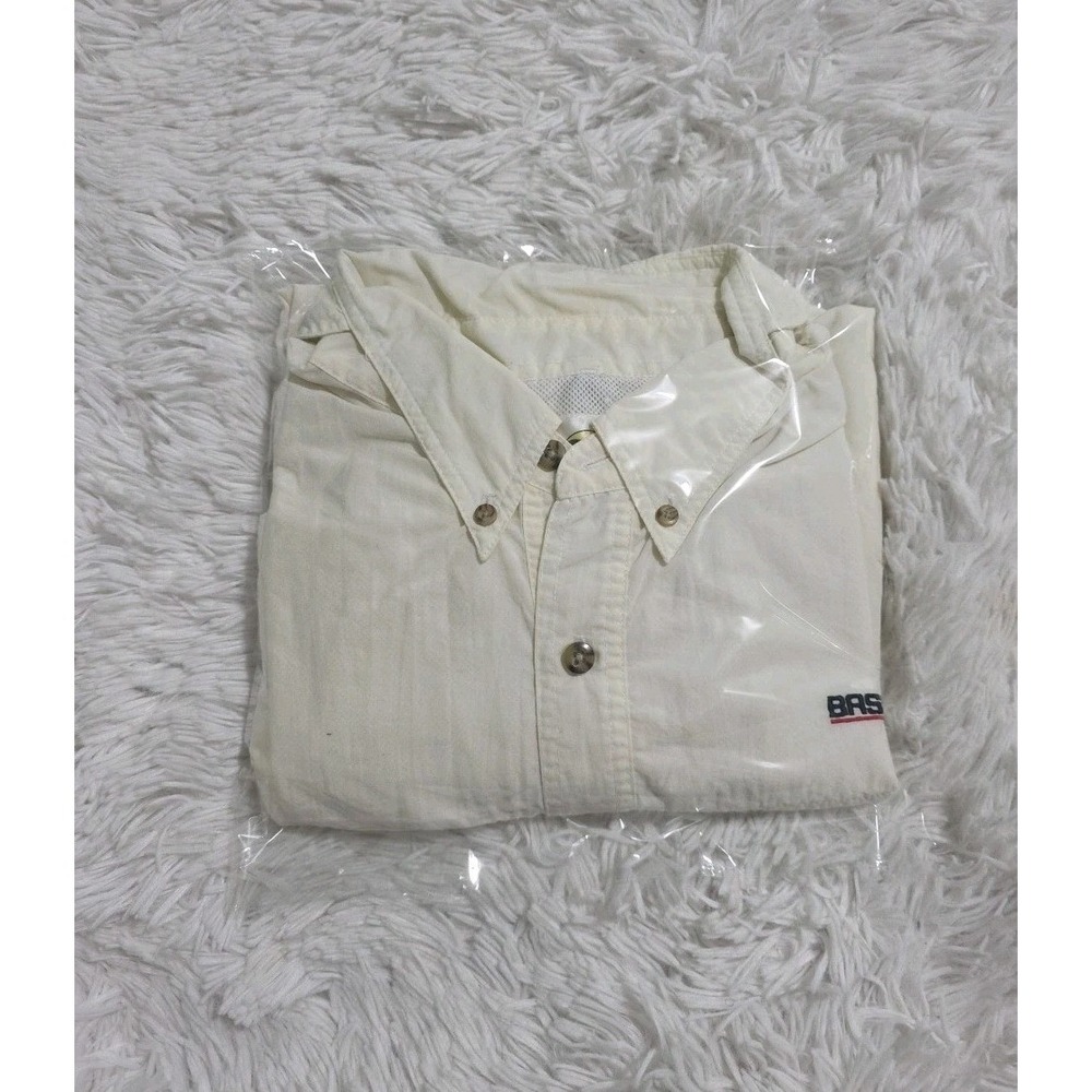 Bass Pro Shop XXXL Mens Beige Short Sleeve Button Up Shirt‎ Fishing Bassmaster